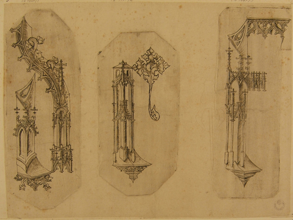 Anonimo tedesco - Alfabeto architettonico, lettere d, e, f